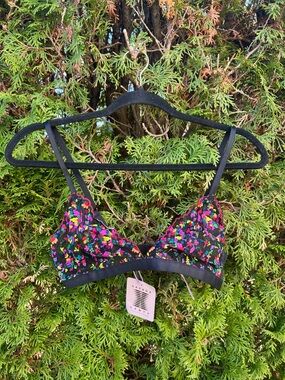 Savage X Fenty Black Bralette with Neon Multicolor Lace